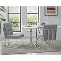 Posh Living Evan PU Leather Button Tufted Armless Chrome Frame Dining Chair, Light Grey, 2PK DC56-01LG2-UE